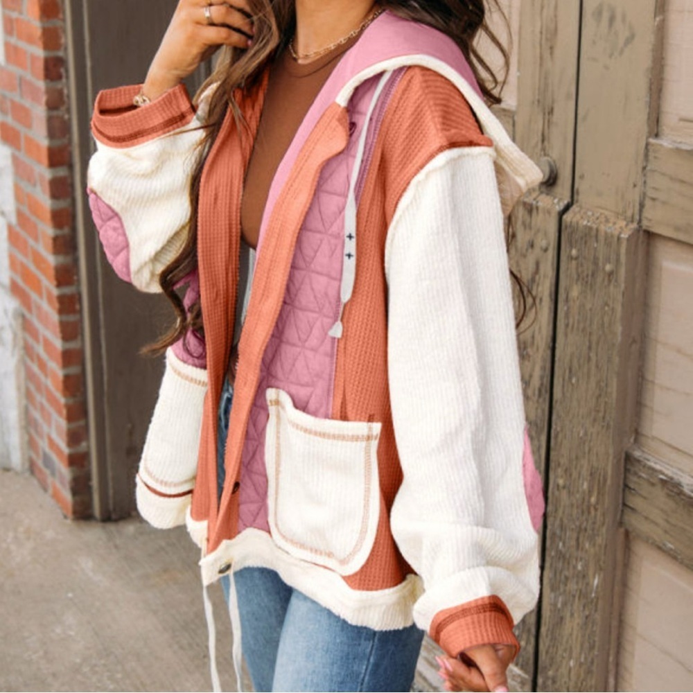Colorblock Quilted Hooded Jacket - Picture 2 of 6